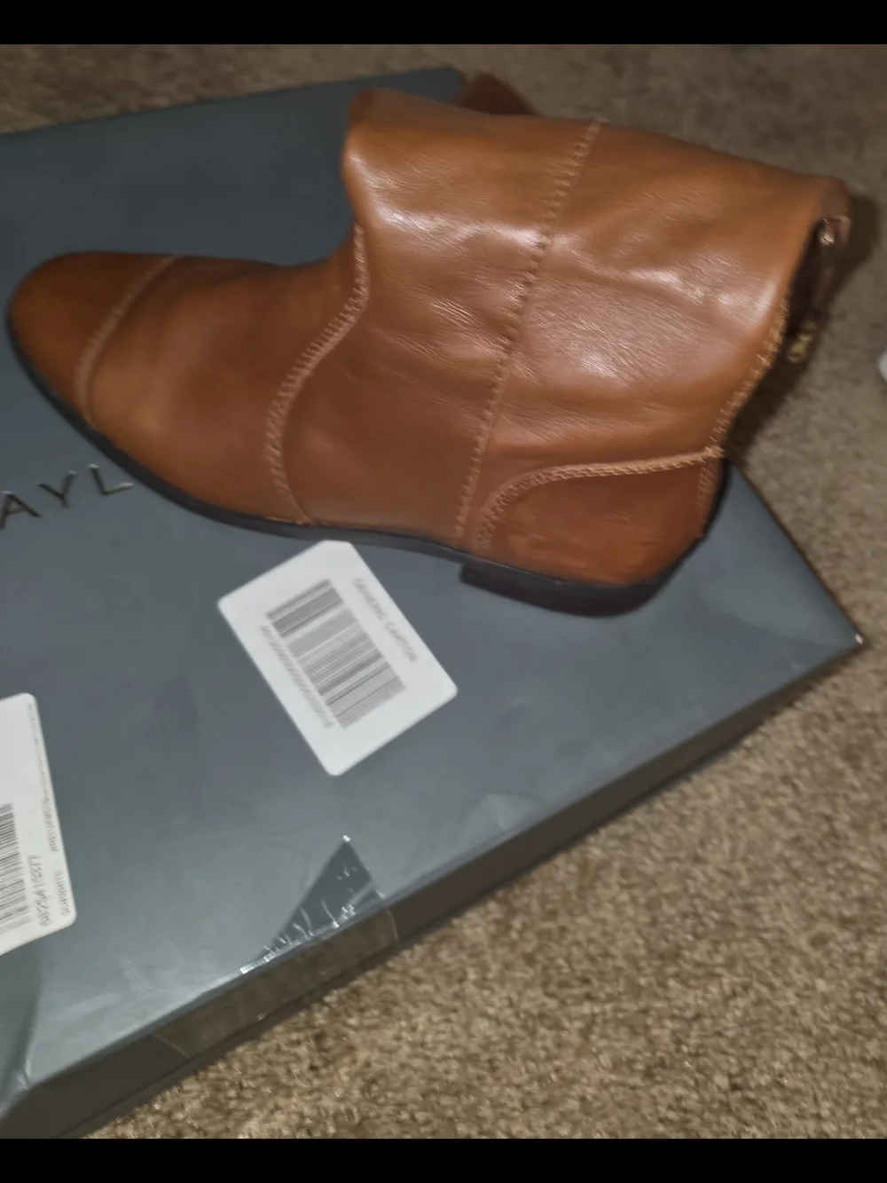 Ann Taylor Women's Tall Zip-Back Riding Boots in Cognac Brown Sz 9
